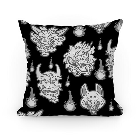 Oni Demons Pattern Pillow
