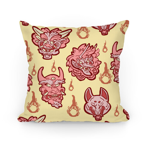 Oni Demons Pattern Pillow