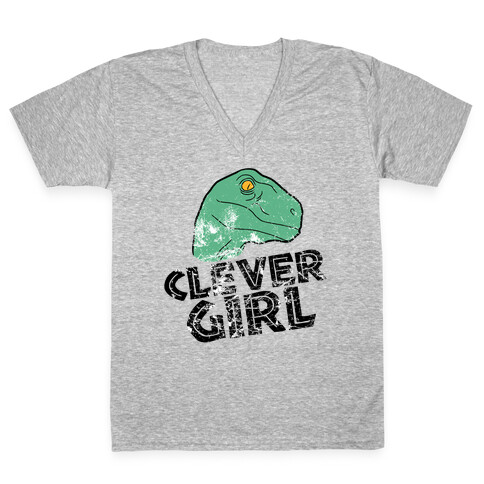 CLEVER GIRL (RAPTOR) VINTAGE V-Neck Tee Shirt