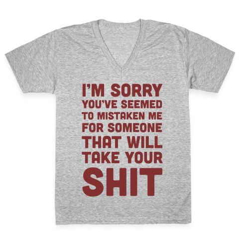 You've Seem To Mistaken Me For Someone That Will Take Your Shit V-Neck Tee Shirt