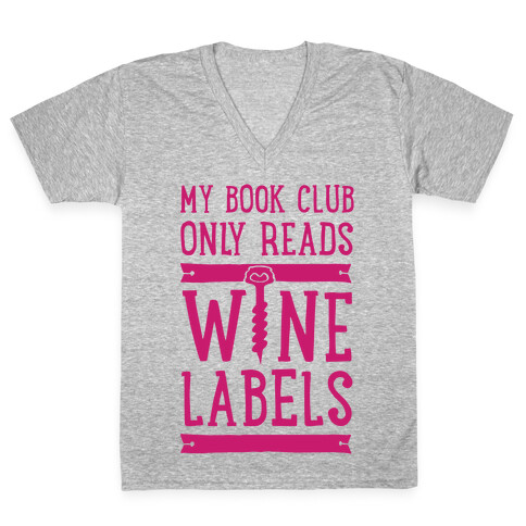 My Book Club Only Reads Wine Labels V-Neck Tee Shirt