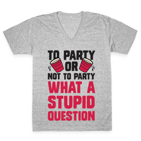 To Party Or Not To Party What A Stupid Question V-Neck Tee Shirt