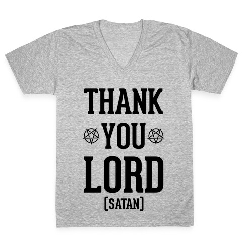 Thank You Lord (Satan) V-Neck Tee Shirt