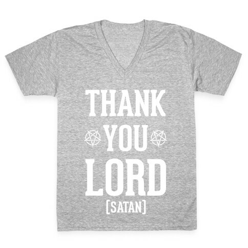 Thank You Lord (Satan) V-Neck Tee Shirt