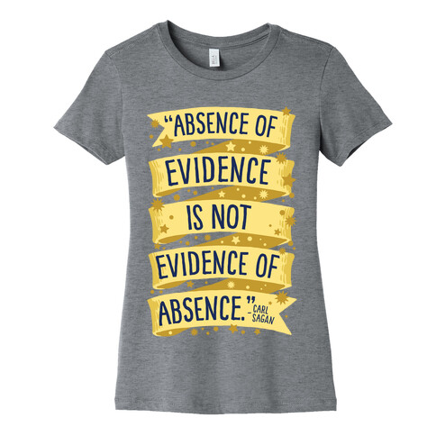 Absence Of Evidence Is Not Evidence Of Absence Womens T-Shirt