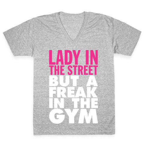 Lady In The Street, Freak In The Gym (Tank) V-Neck Tee Shirt