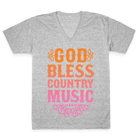 God Bless Country Music V-Neck Tee Shirt