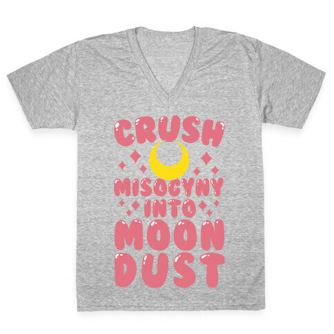 Crush Misogyny Into Moon Dust V-Neck Tee Shirt