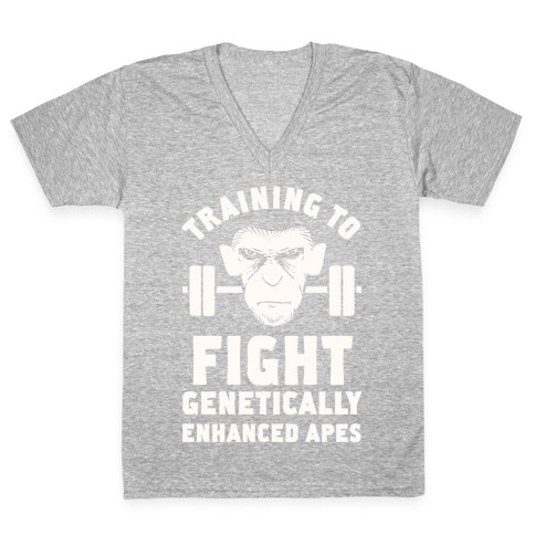 Training To Fight Genetically Enhanced Apes V-Neck Tee Shirt