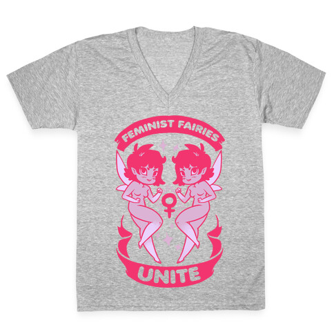 Feminist Fairies Unite V-Neck Tee Shirt