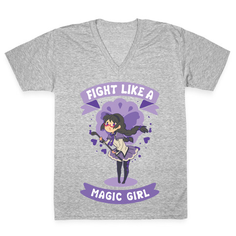 Fight Like A Magic Girl Homura Parody V-Neck Tee Shirt