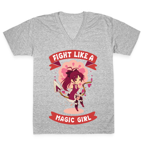 Fight Like A Magic Girl Parody Kyoko V-Neck Tee Shirt