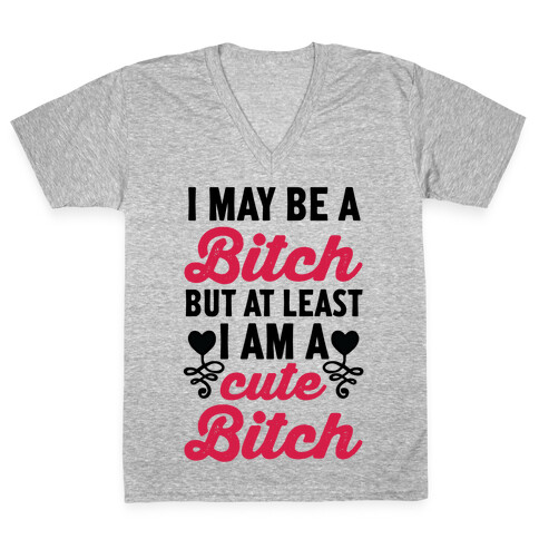 I May Be A Bitch But At Least I Am A Cute Bitch V-Neck Tee Shirt