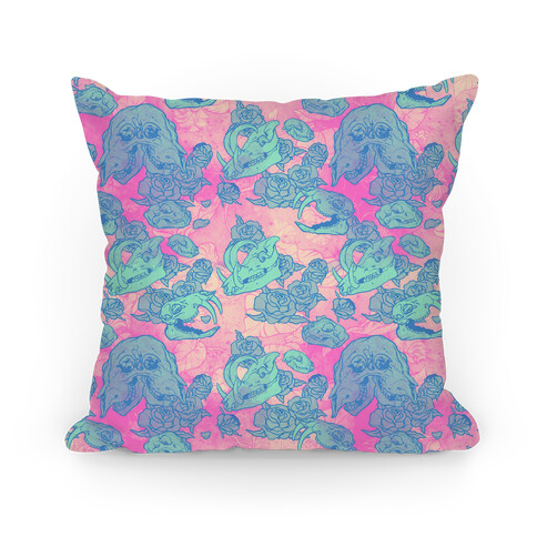 Skulls and Flowers Pillow Pillow