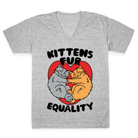 Kittens Fur Equality V-Neck Tee Shirt