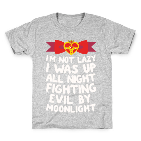 I Was Up Fighting Evil By Moonlight Kids T-Shirt