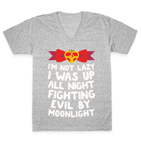 I Was Up Fighting Evil By Moonlight V-Neck Tee Shirt