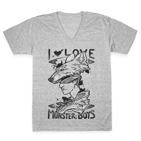 I Love Monster Boys V-Neck Tee Shirt