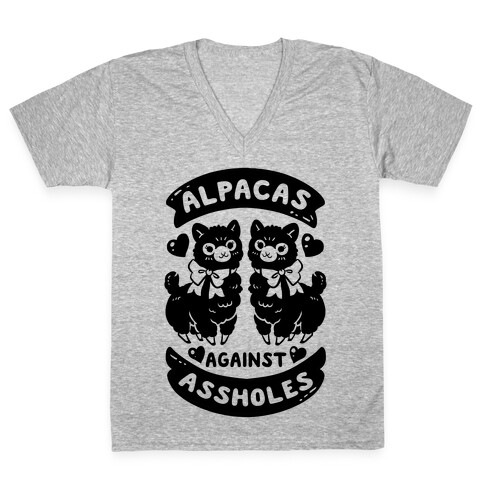 Alpacas Against Assholes V-Neck Tee Shirt