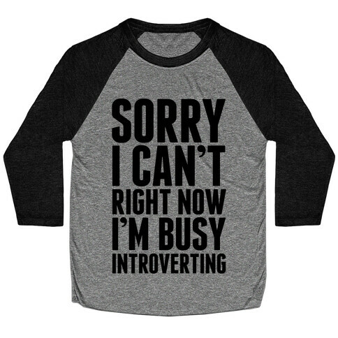 Sorry I Can't Right Now I'm Busy Introverting Baseball Tee