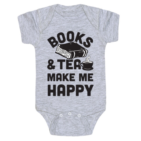 Books & Tea Make Me Happy Baby One-Piece