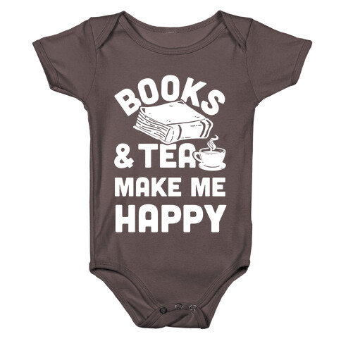 Books & Tea Make Me Happy Baby One-Piece