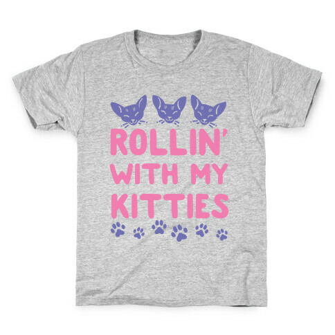 Rollin' With My Kitties Kids T-Shirt