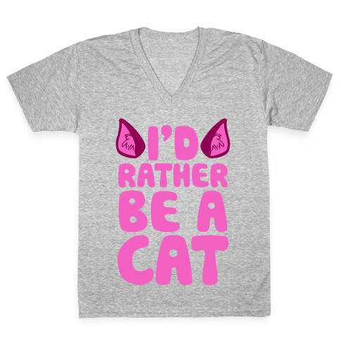 I'd Rather Be A Cat V-Neck Tee Shirt