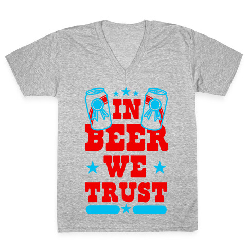 In Beer We Trust V-Neck Tee Shirt