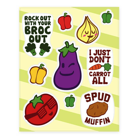 Cute Veggies Stickers and Decal Sheet