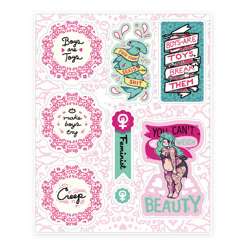 Sassy Funny Feminism Stickers and Decal Sheet