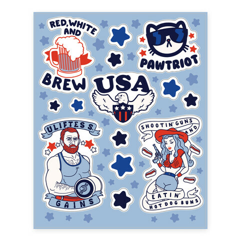 Patriotic Party  Stickers and Decal Sheet