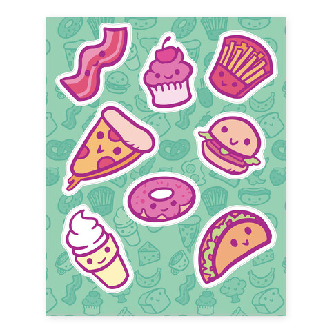 Cute Foods Stickers and Decal Sheet