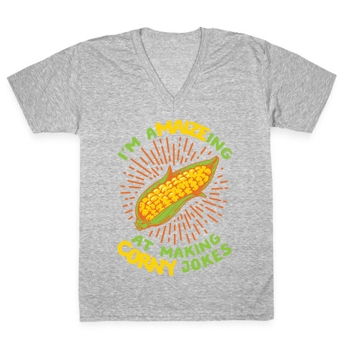 A-maize-ing Corny Jokes V-Neck Tee Shirt