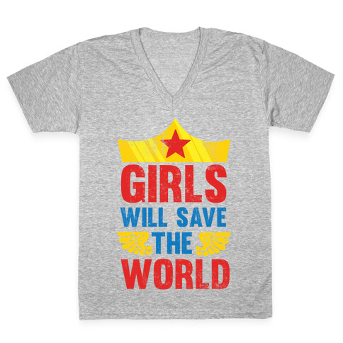 Girls Will Save The World V-Neck Tee Shirt