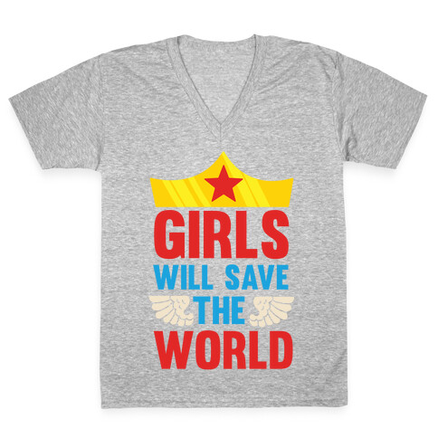 Girls Will Save The World V-Neck Tee Shirt