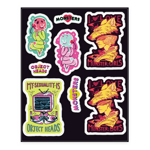Monster and Object Head  Stickers and Decal Sheet