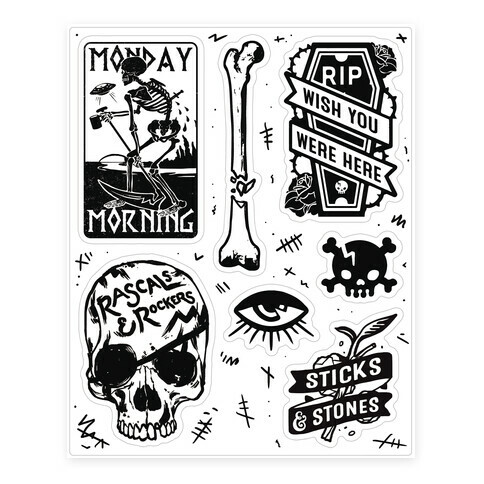 Skeletal  Stickers and Decal Sheet
