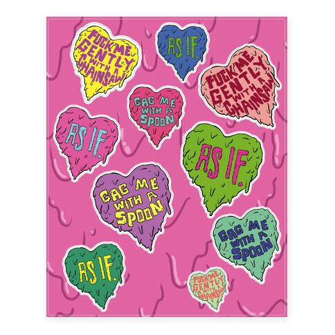 Gross 90's Hearts Stickers and Decal Sheet