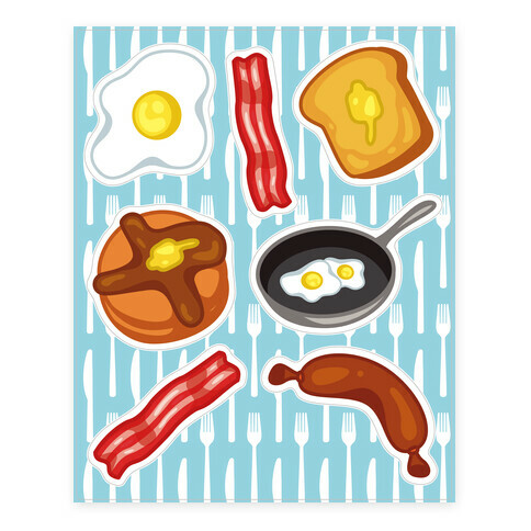 Breakfast Food  Stickers and Decal Sheet