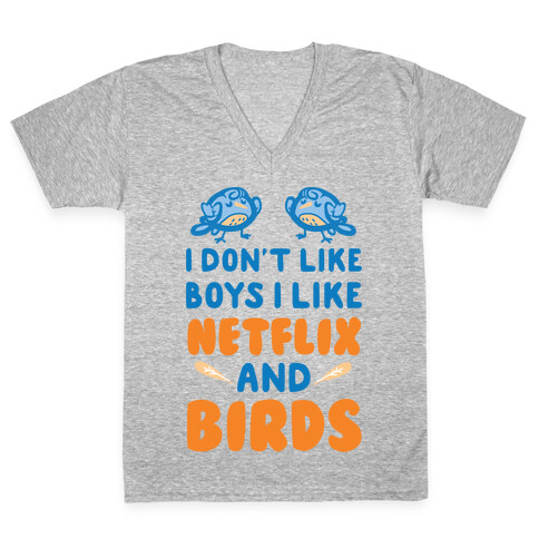 I Don't Like Boys I Like Netflix And Birds V-Neck Tee Shirt