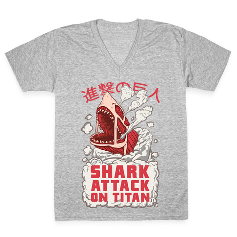 Shark Attack On Titan V-Neck Tee Shirt