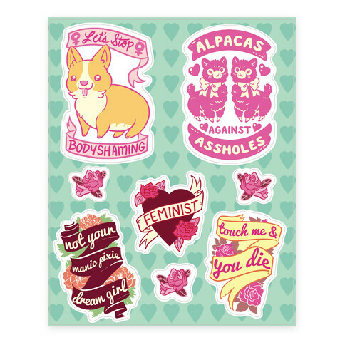 Feminine Feminist  Stickers and Decal Sheet