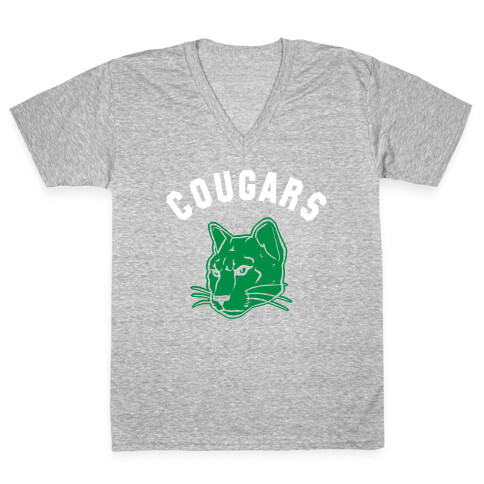 Cougar Green Black & White  V-Neck Tee Shirt