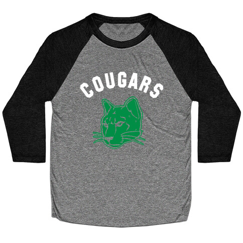 Cougar Green Black & White  Baseball Tee