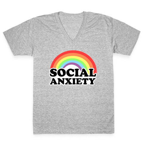 Social Anxiety Rainbow V-Neck Tee Shirt
