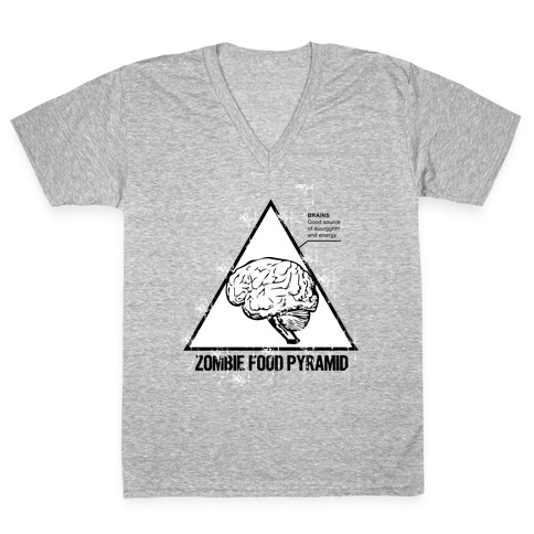 Zombie Food Pyramid V-Neck Tee Shirt