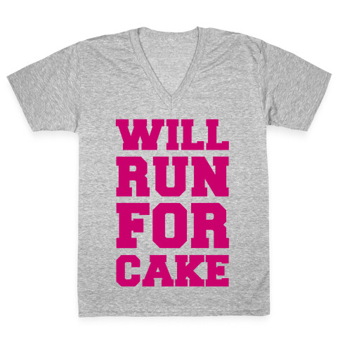 Will Run For Cake V-Neck Tee Shirt