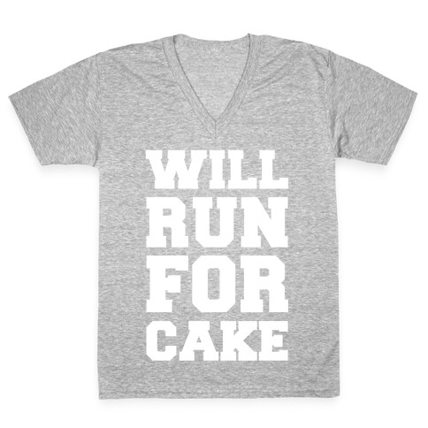 Will Run For Cake V-Neck Tee Shirt