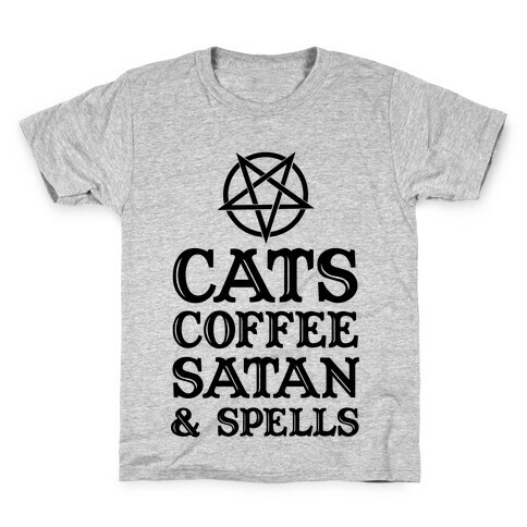 Cats Coffee Satan & Spells Kids T-Shirt